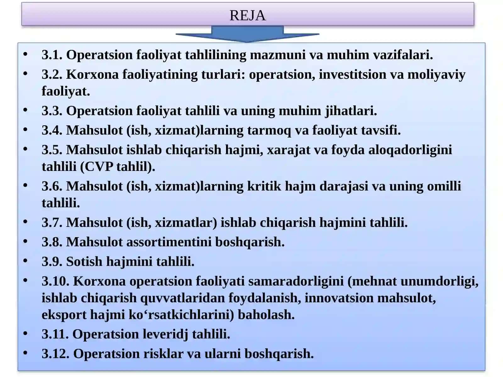 KORXONA OPERATSION FAOLIYATINING TAHLILI 2