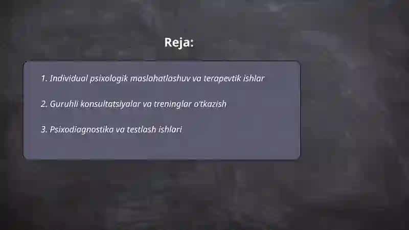 Maktab psixologining asosiy faoliyat turi 2