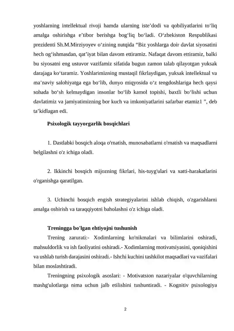 Sosial psixologik treningning asosiy bosqichlari 2