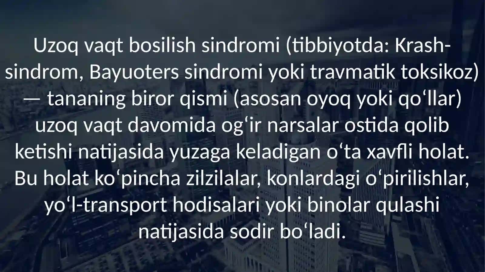 Uzoq muddatli bosilish sindromi 2