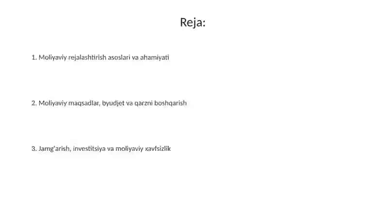 Moliyaviy rejalashtirishning asoslari va ahamiyati 2