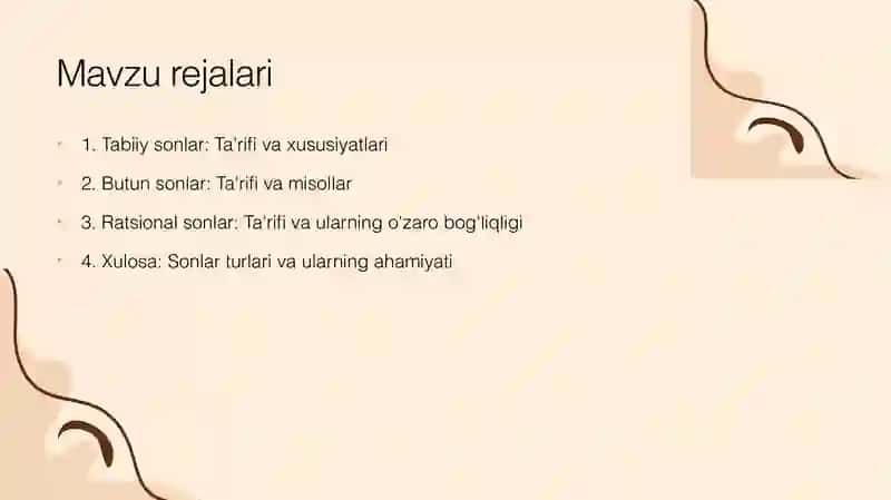 Tabiiy, butun va ratsional sonlar 2
