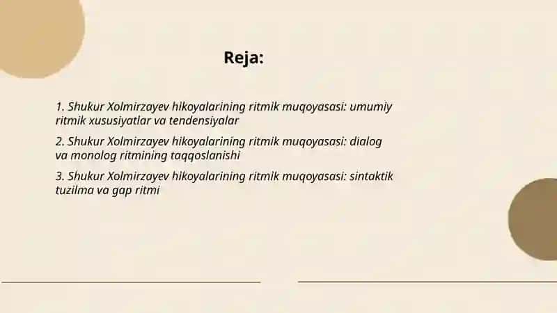 Shukur Xolmirzayev hikoyalarining ritmik muqoyasasi 2