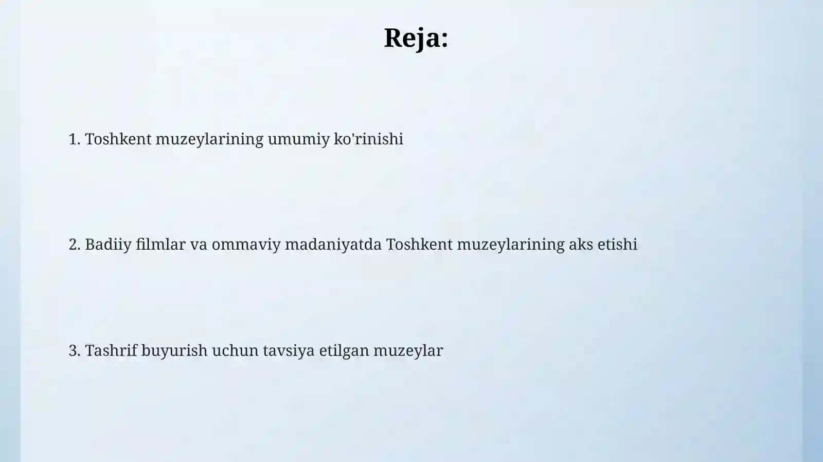 Toshkent muzeylarining umumiy ko'rinishi 2
