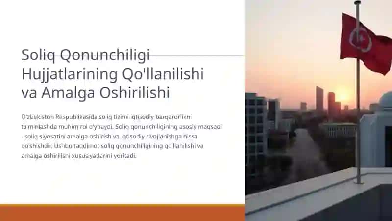 Soliq Qonunchiligi Hujjatlarining Qo'llanilishi va Amalga Oshirilishi 2
