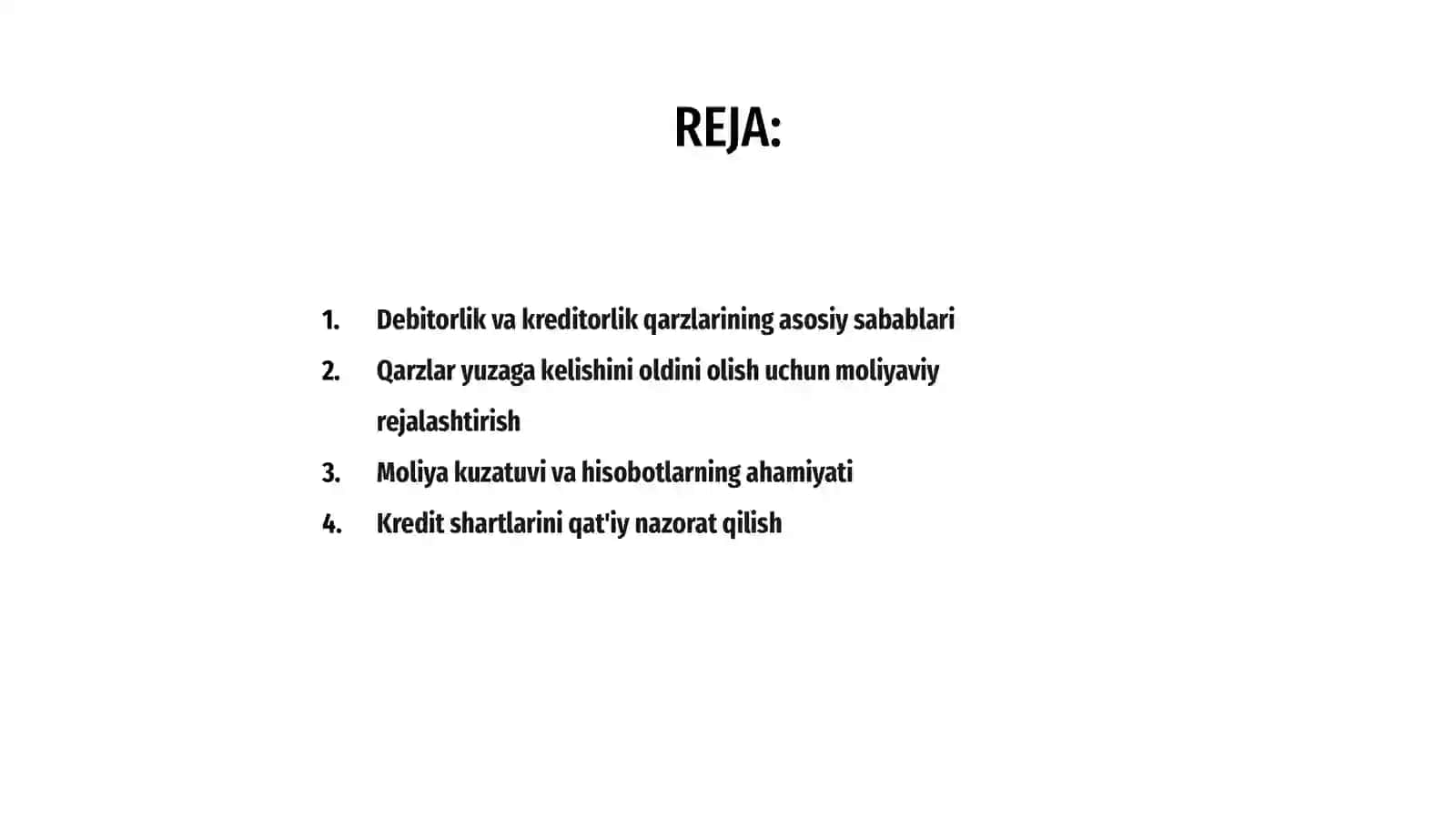 Debitorlik va kreditorlik qarzlari yechish 2