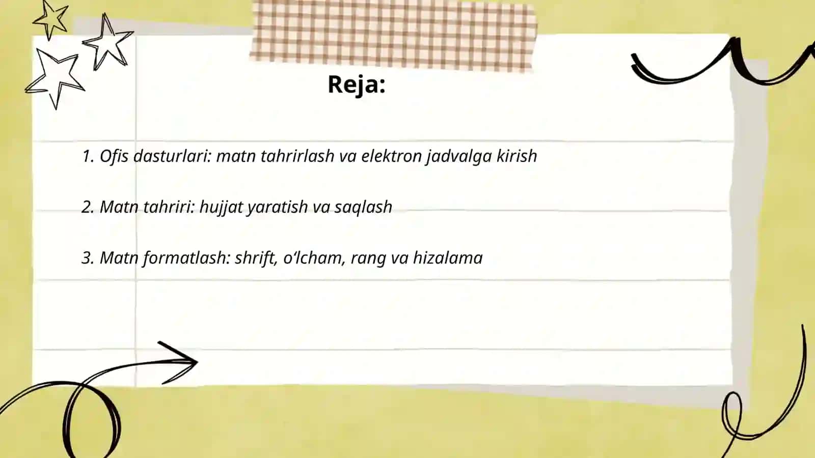 Ofis dasturlari (matn tahrirlari elektron jadval) 2