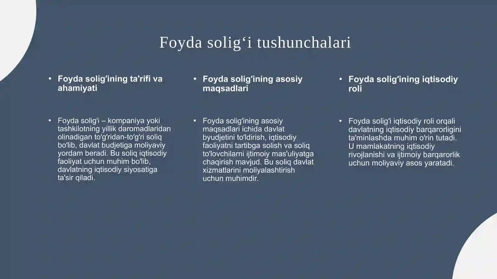 Foyda soligʻi hisoblash va byudjetga undirish tartibi 2