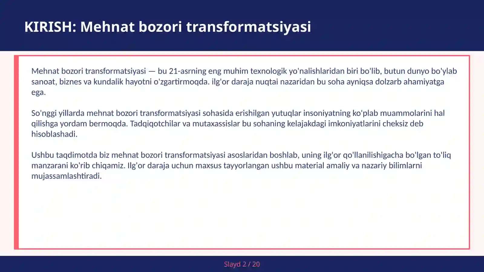 Mehnat bozori transformatsiyasi 2