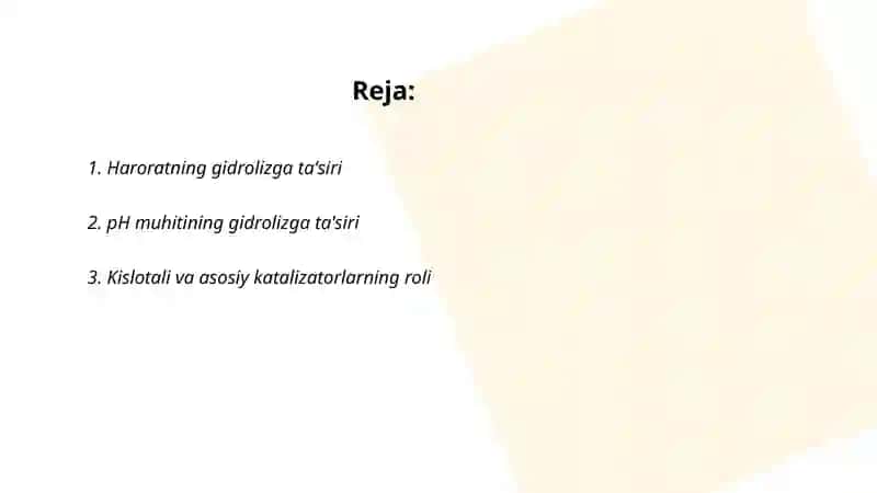 Gidrolizga tasir etuvchi omillar 2