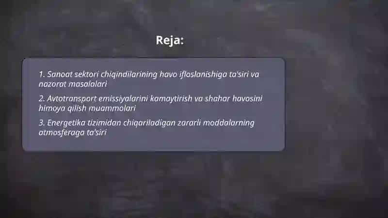 Oʻzbekistonda atmosferani himoya qilish muammolari 2
