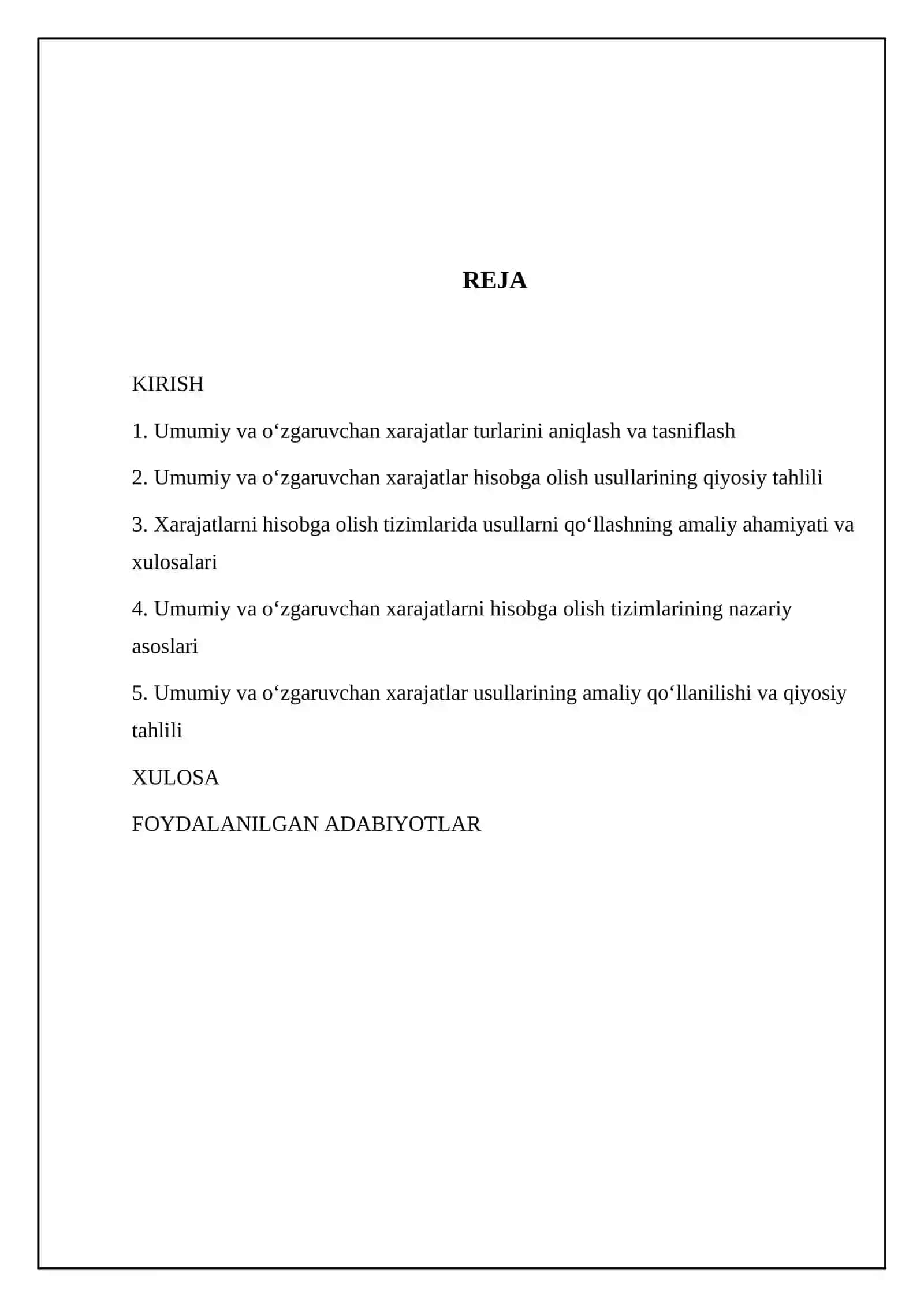 Xarajatlarni hisobga olish tizimlar 2