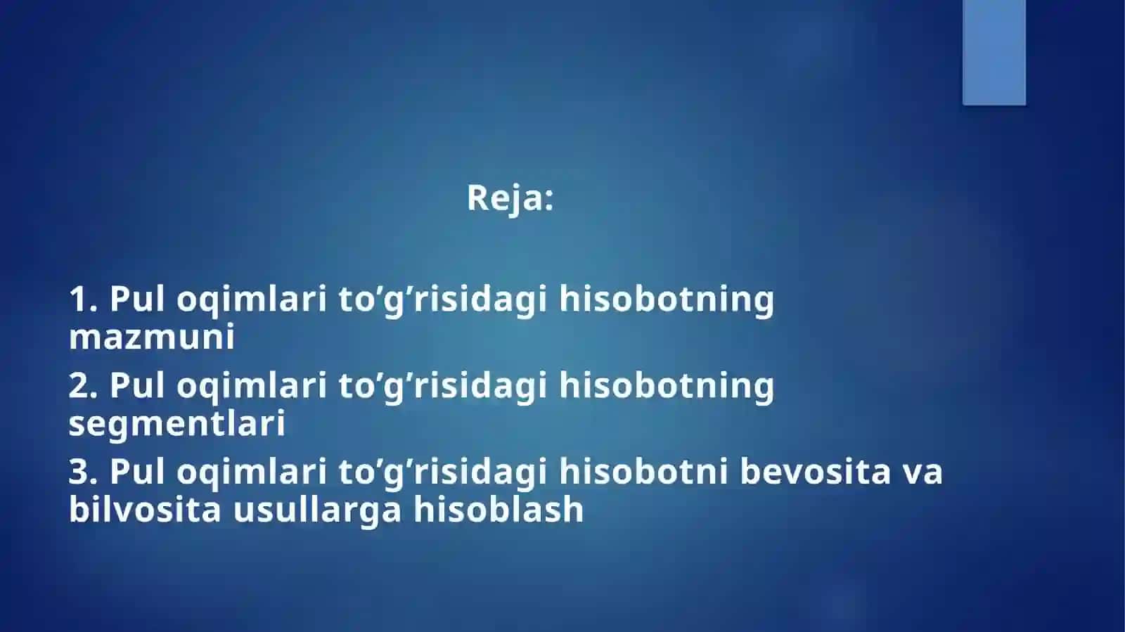 Pul o’qimi tog’risidagi hisobot va uni tuzish usullari 2