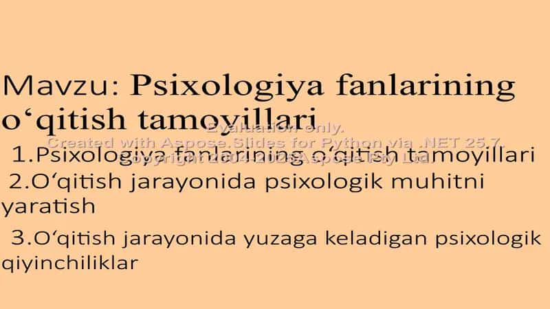 Psixologiya fanlarining o‘qitish tamoyillari 2
