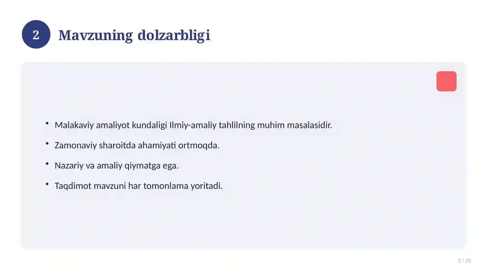 Malakaviy amaliyot kundaligi 2