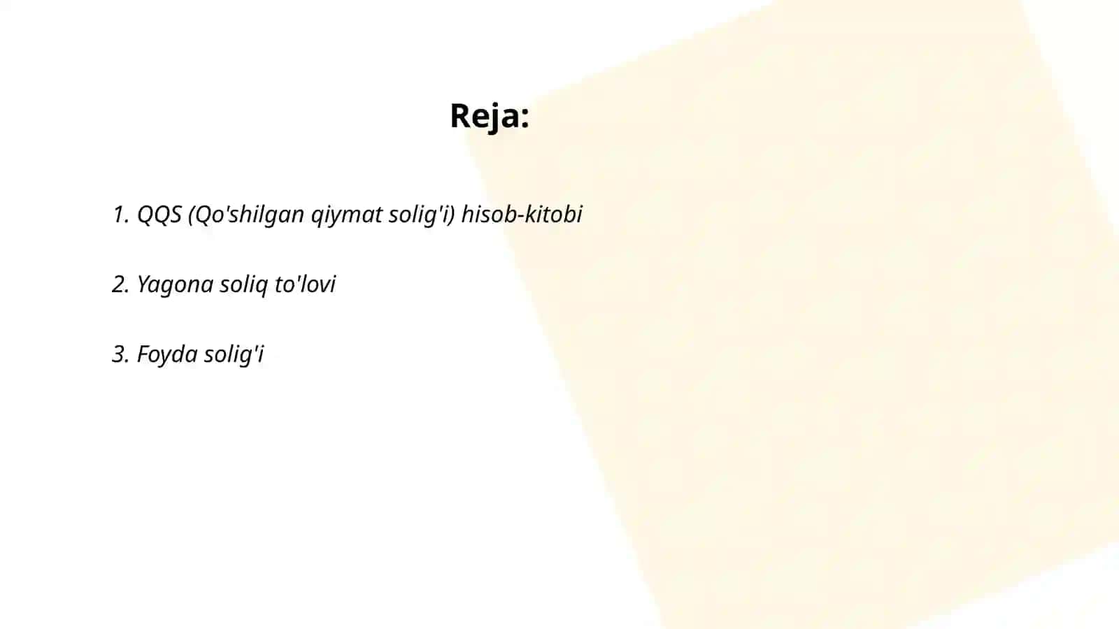 QQS (Qo'shilgan qiymat solig'i) hisob-kitobi 2