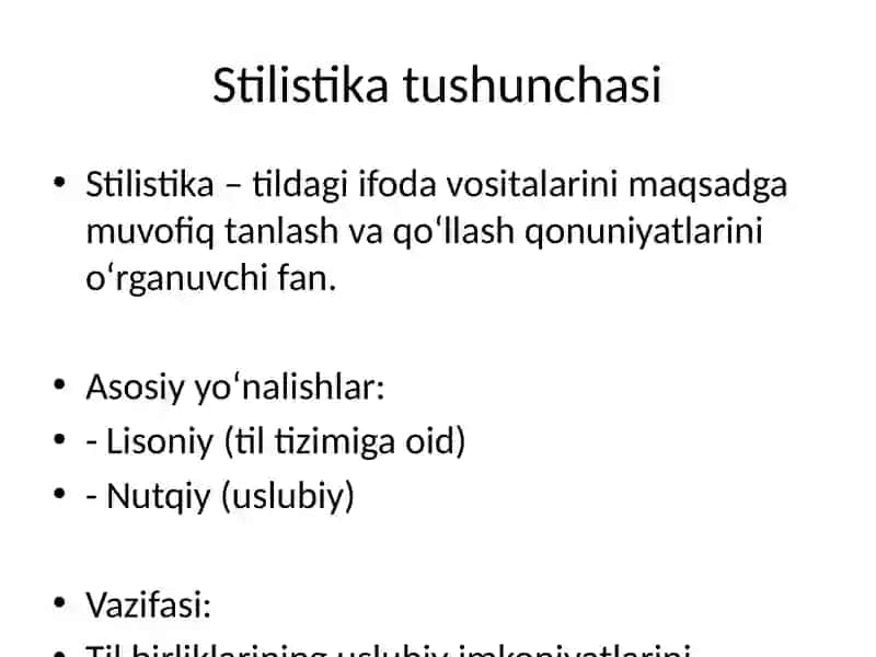 O'zbek tilshunosligida stilistika 2