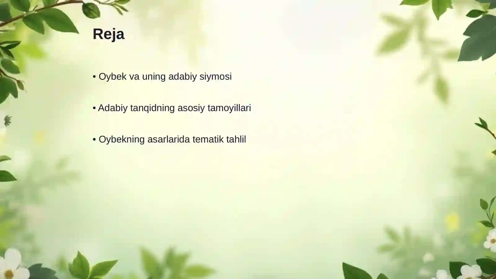 Oybekning adabiy-tanqidiy qarashlari 2