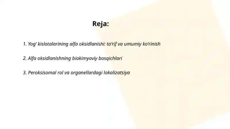 Yogʻ kislotalarining alfa oksidlanishi 2