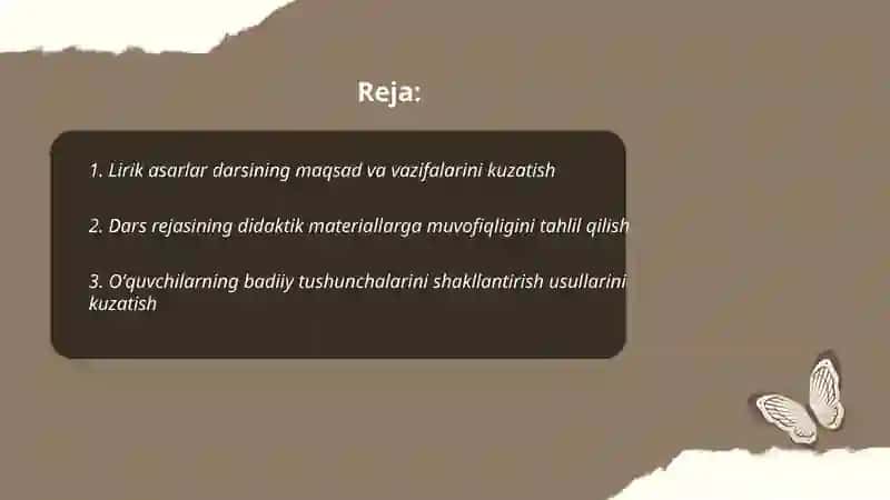 Boshlangʻich sinfda lirik asarlar ustida ishlash darslari 2