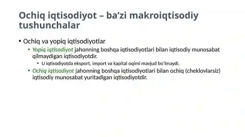 Ochiq iqtisodiyotlar 2