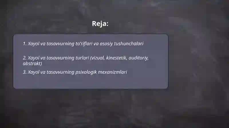 Xayol va tasavvur haqida tushuncha 2