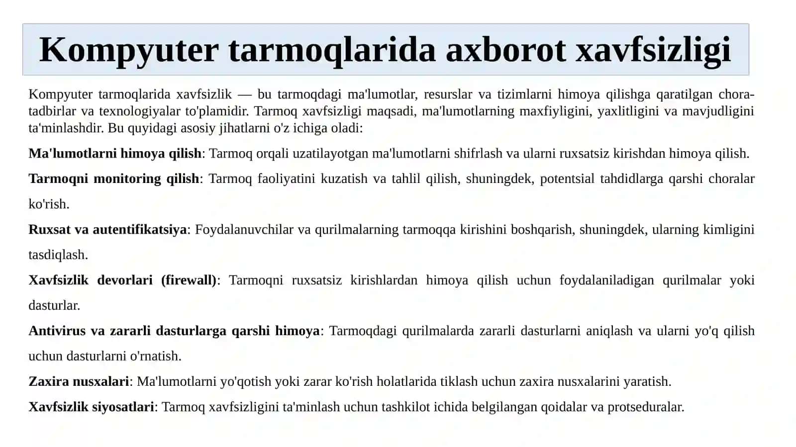 Kompyuter tarmoqlarida xavfsizlik 2