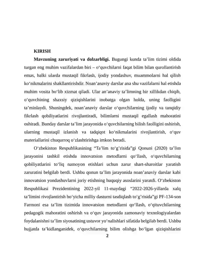 Noan’anaviy darslarning ta’lim tizimidagi mohiyati 2