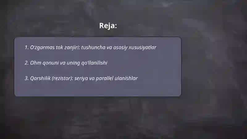 Oʻzgarmas tok zanjiri 2