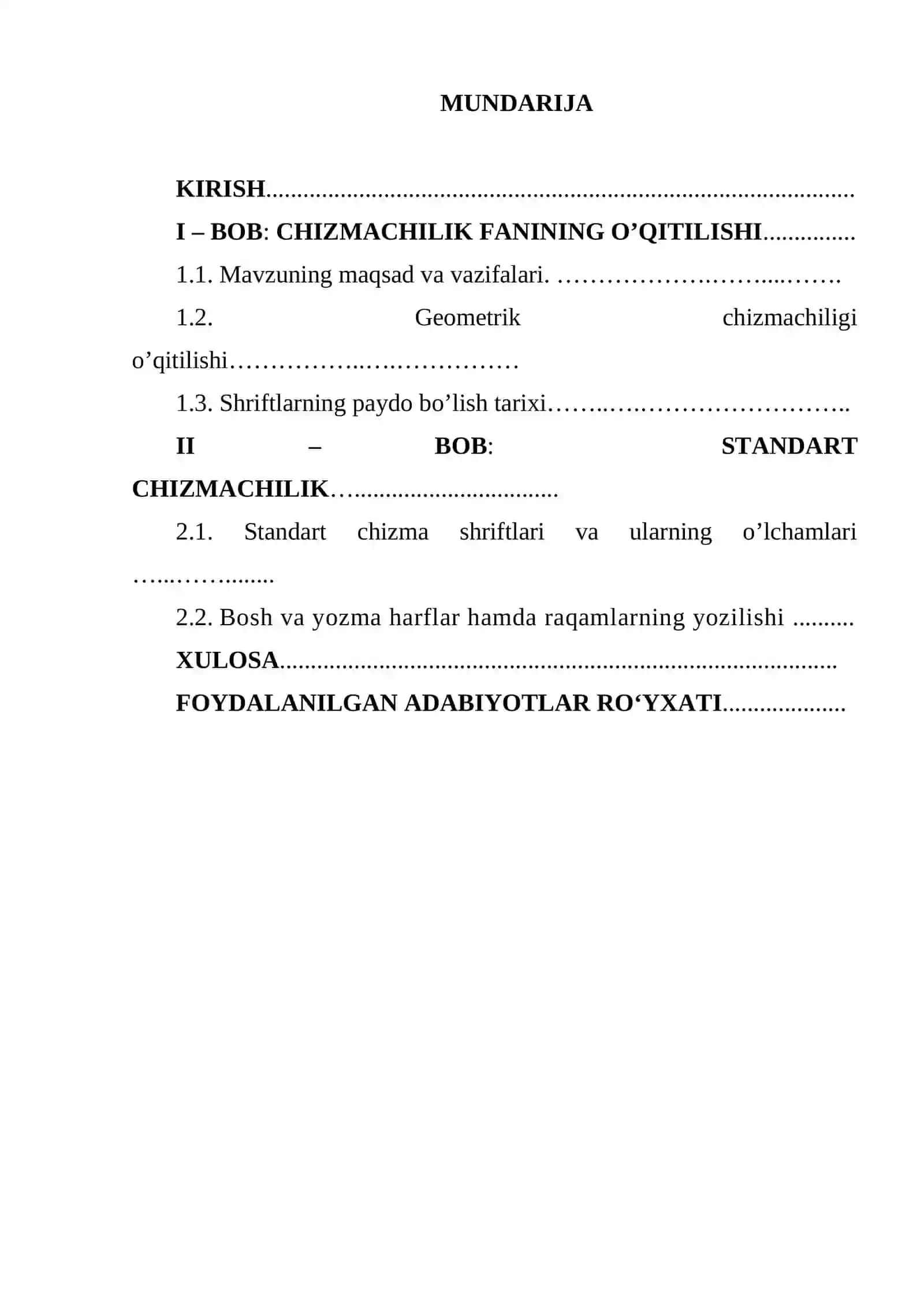 Standart chizma shriftlar va ularni bajarilishi 2