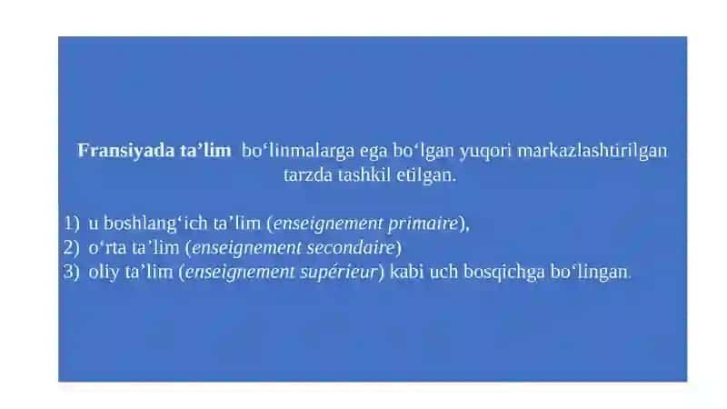 slayd: fransiyada ta'lim tizimi 2