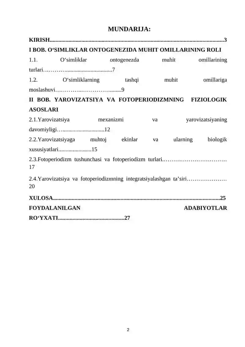 yarovizatsiya va fotoperiodizm. 2