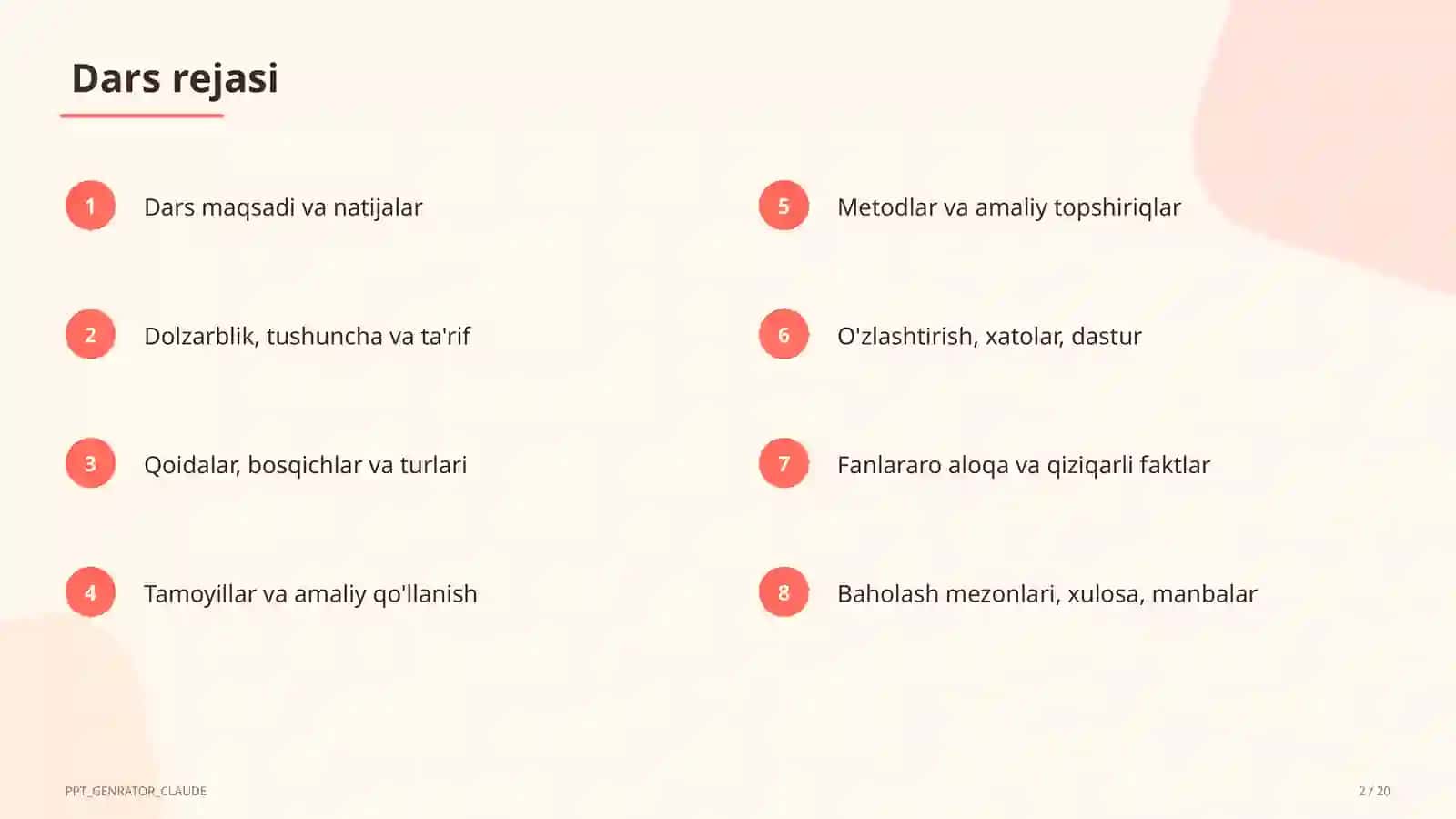 Belgi va harakat bildirgan so'zlar (2-sinf) 2