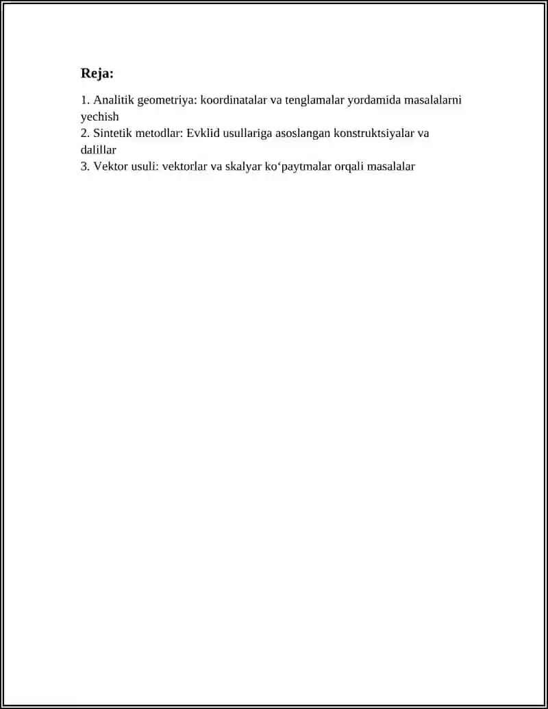 GEOMETRIK MASALALARNI YECHISH METODLARI 2