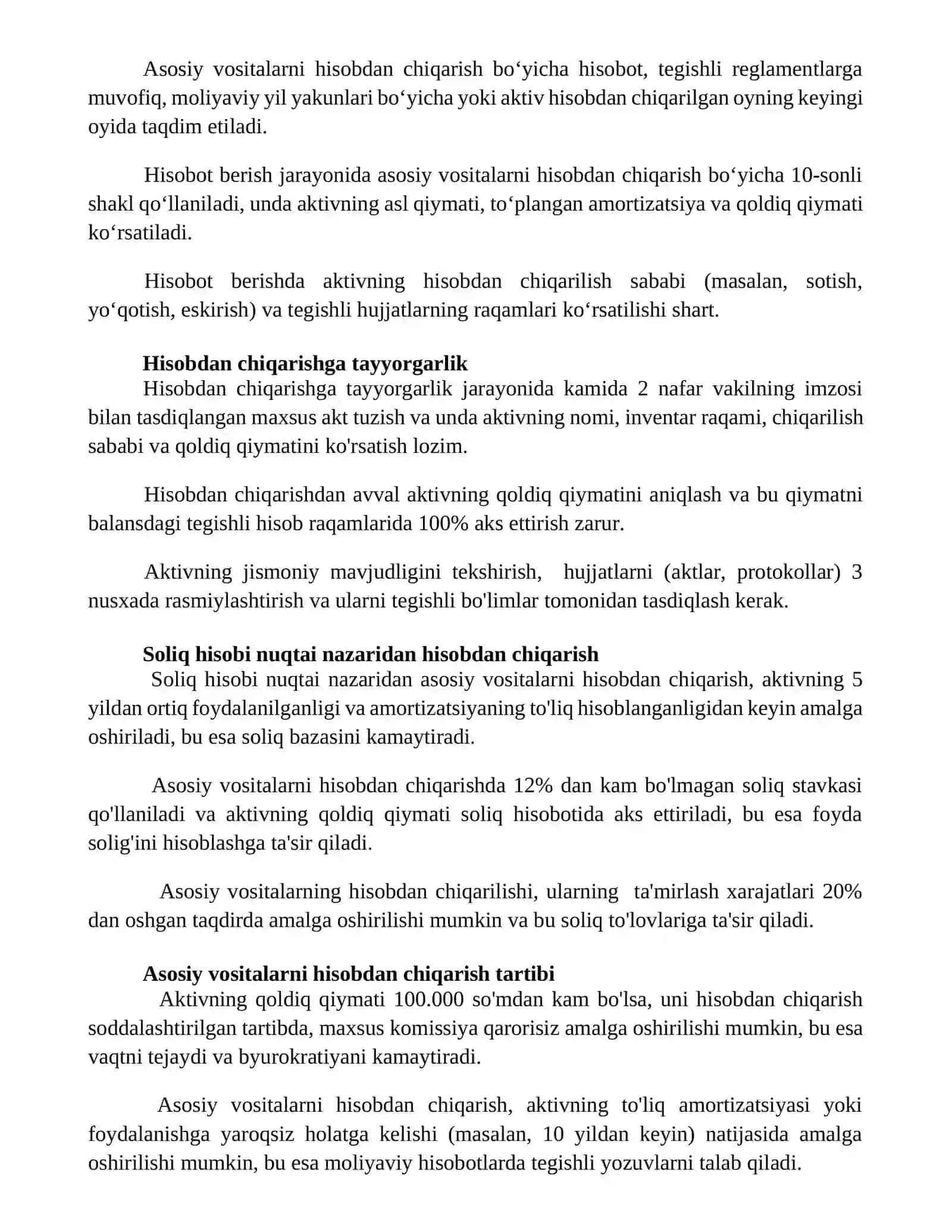 Asosiy vositalarni balansdan chiqarish tartibi 2