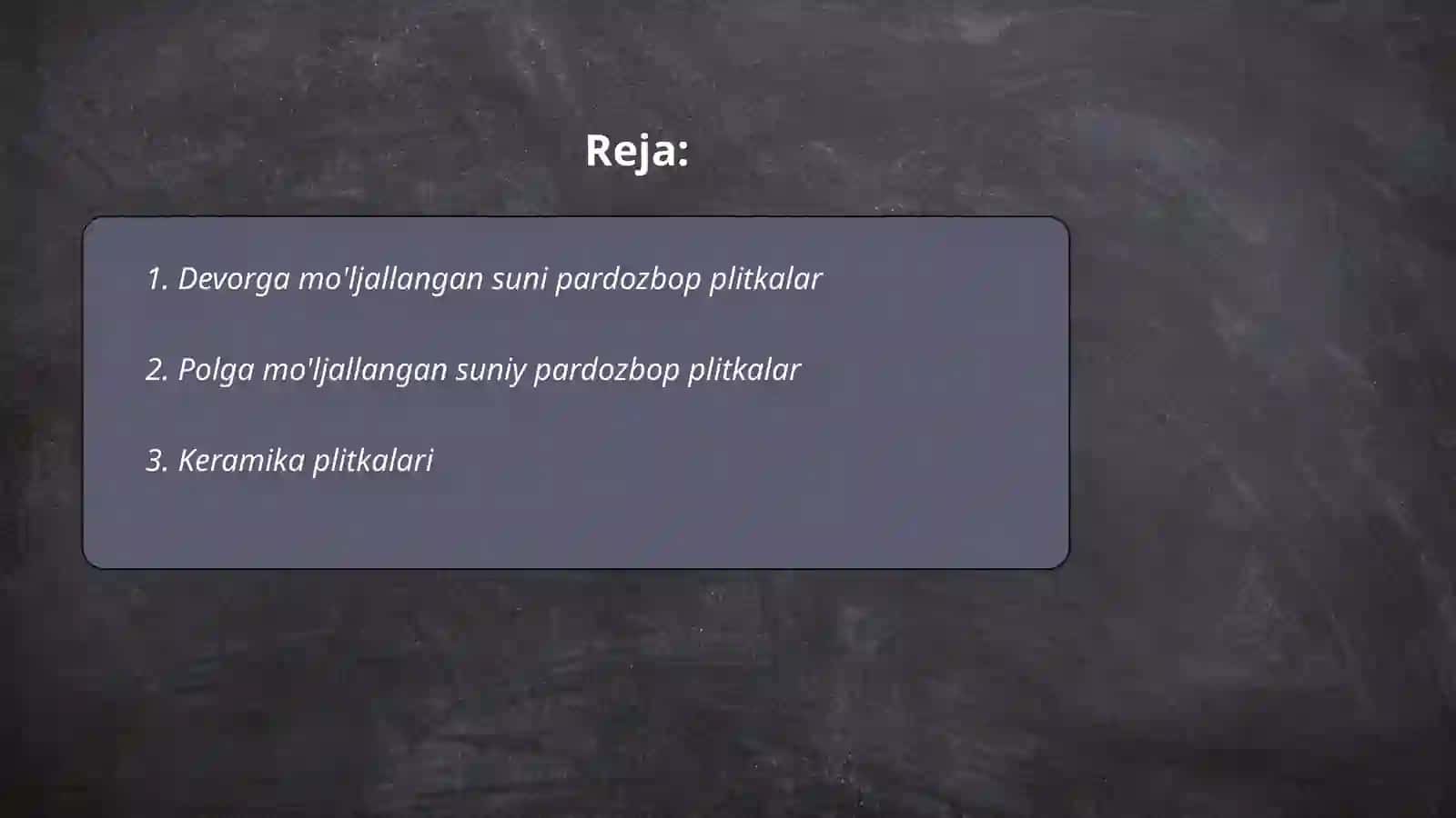 Devorga mo'ljallangan suni pardozbop plitkalar 2