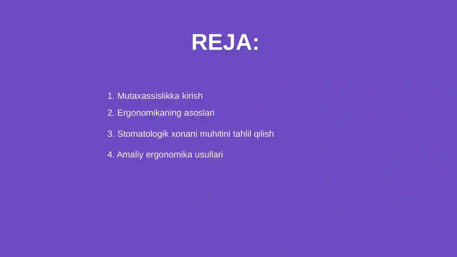 Mutaxassislikka kirish Ergonomika.Stomatologik xonani jihozlanishi 2