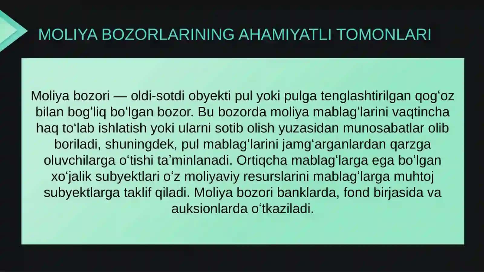 MOLIYA BOZORI VA FOIZ STAVKALARI 2