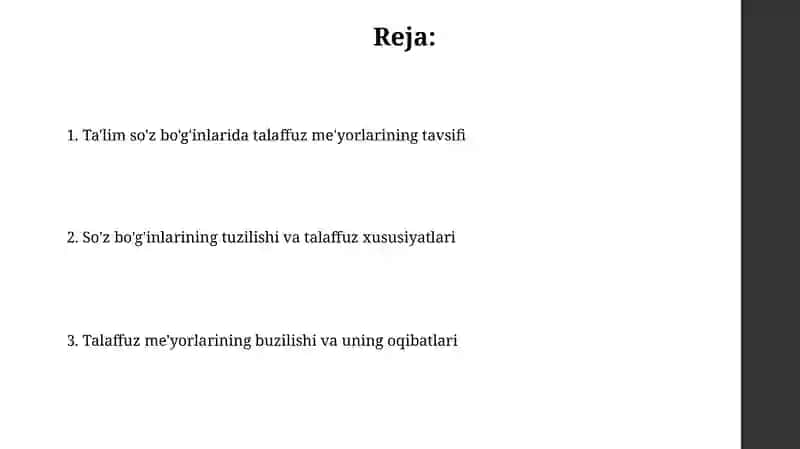 Ta'alim so'z bo'g'inlarida talaffuz meyorlar tavsifi 2
