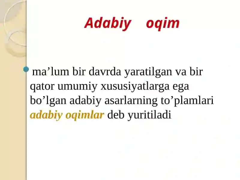 Adabiyoqimvayo'nalishlar 2
