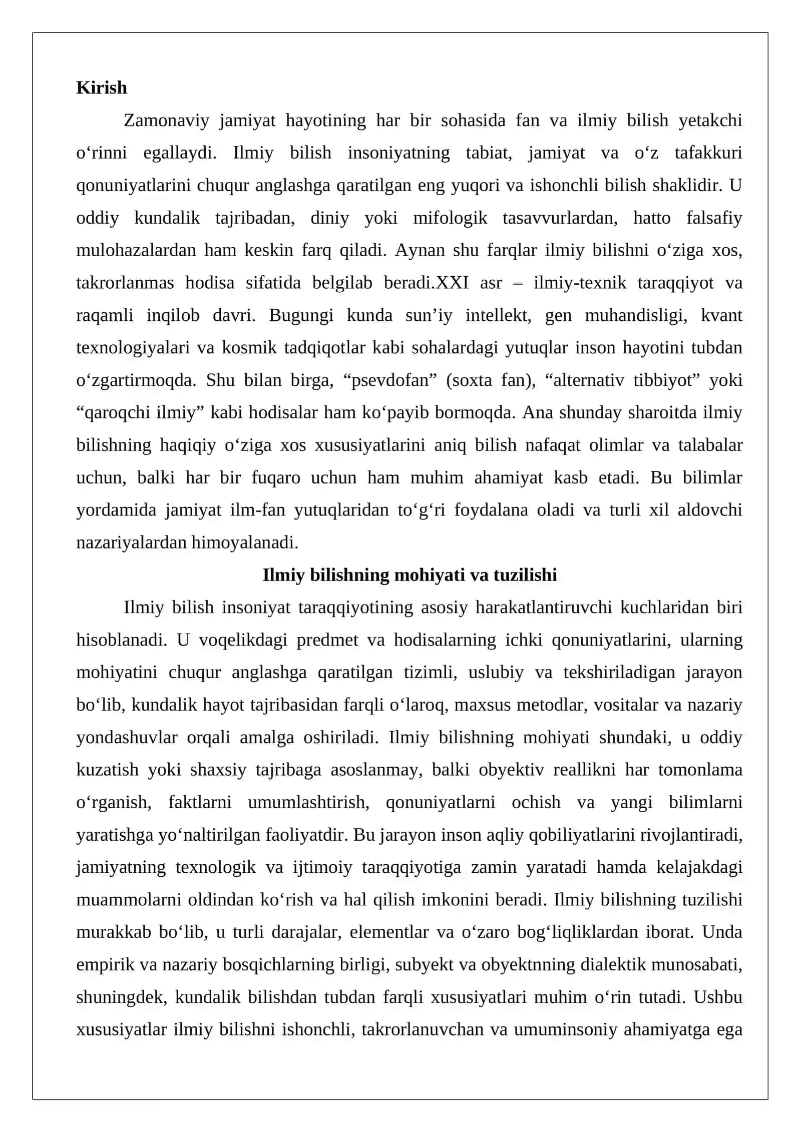 Ilmiy bilishning o‘ziga xos xususiyatlari 2