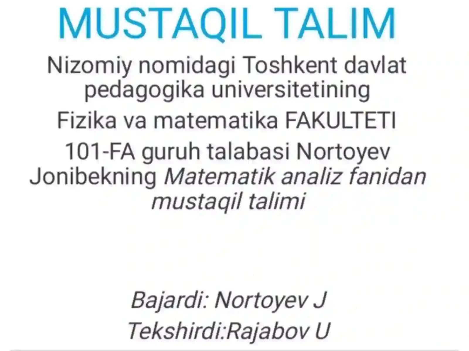Teorema Agar fix) funksiya x0 nuqtada hosilaga ega boMsa 2