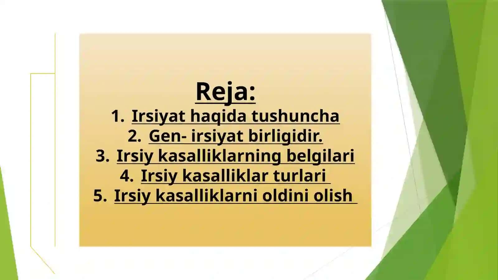 Irsiyat va irsiy kasalliklar 2