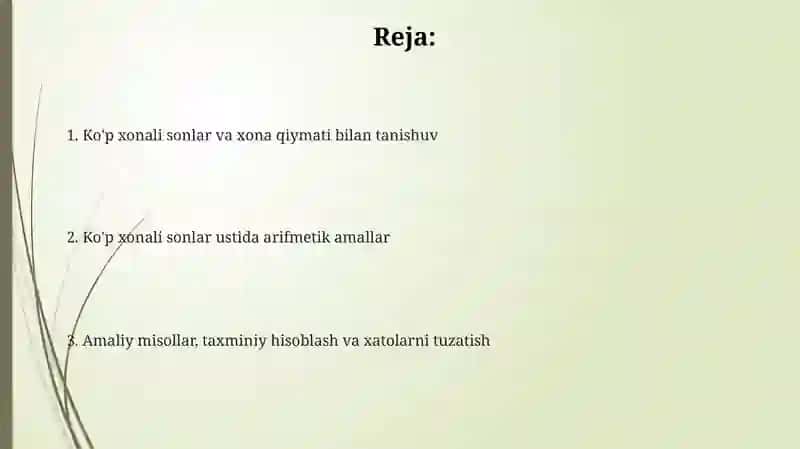 Ko'p xonali sonlar va xona qiymati 2