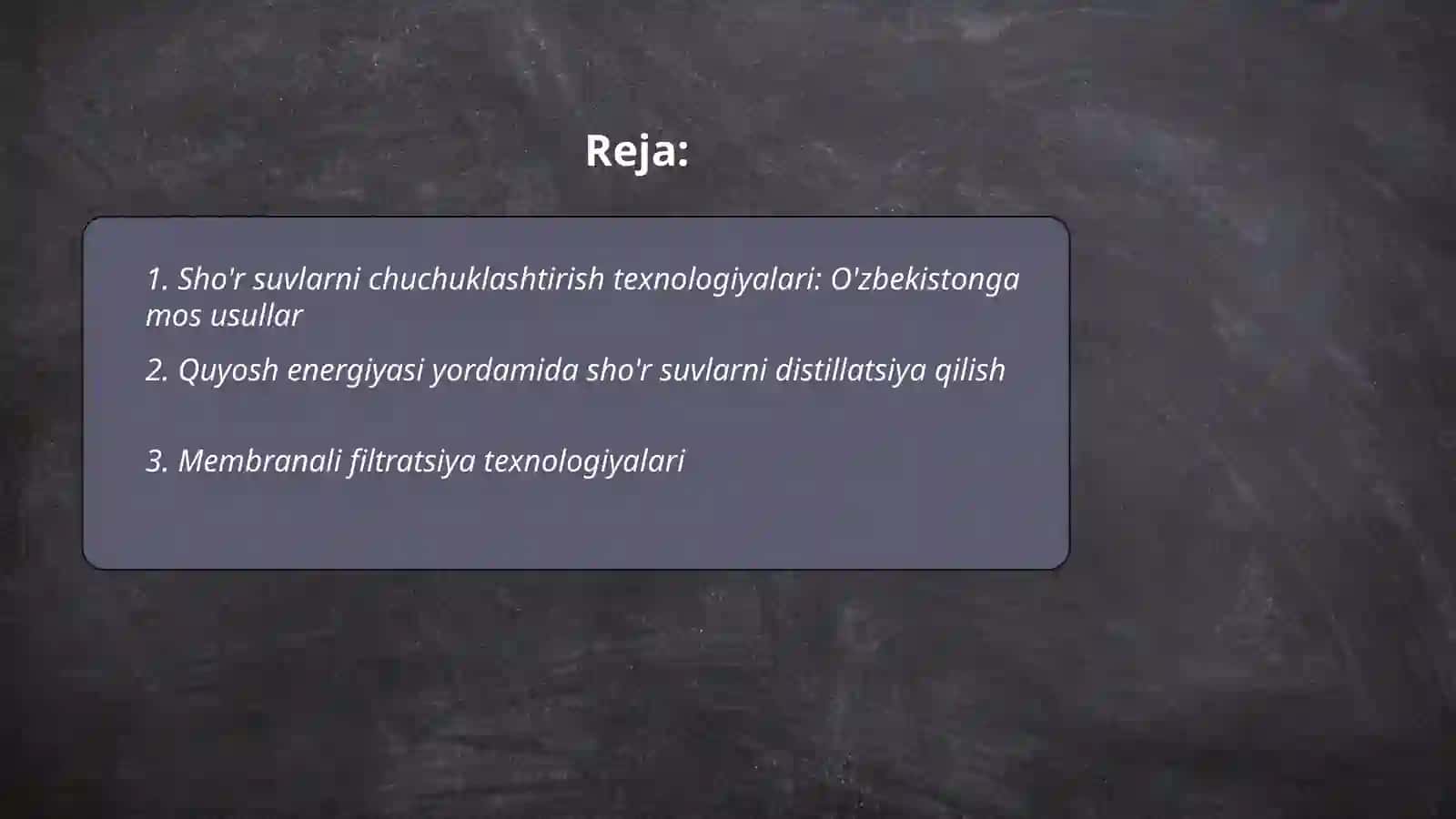 Sho'r suvlarni chuchuklashtirish g'oyasi 2