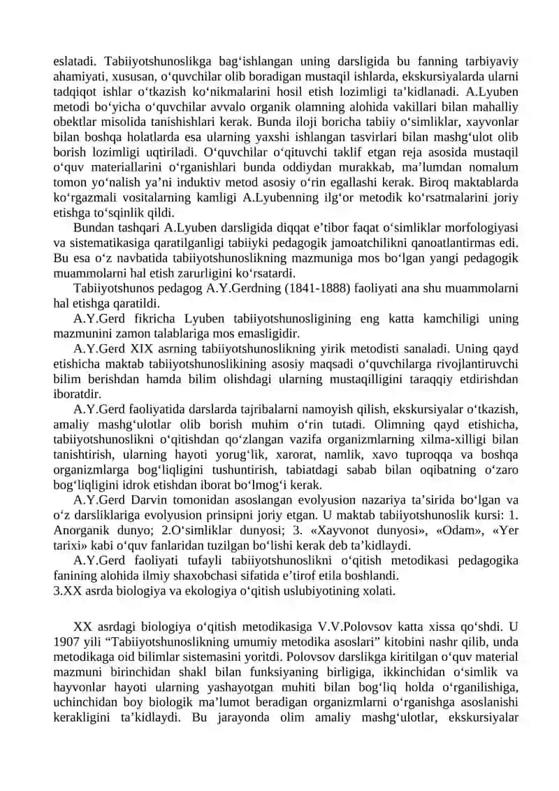 Tabiiyotshunoslik o‘qitish metodikasi 2