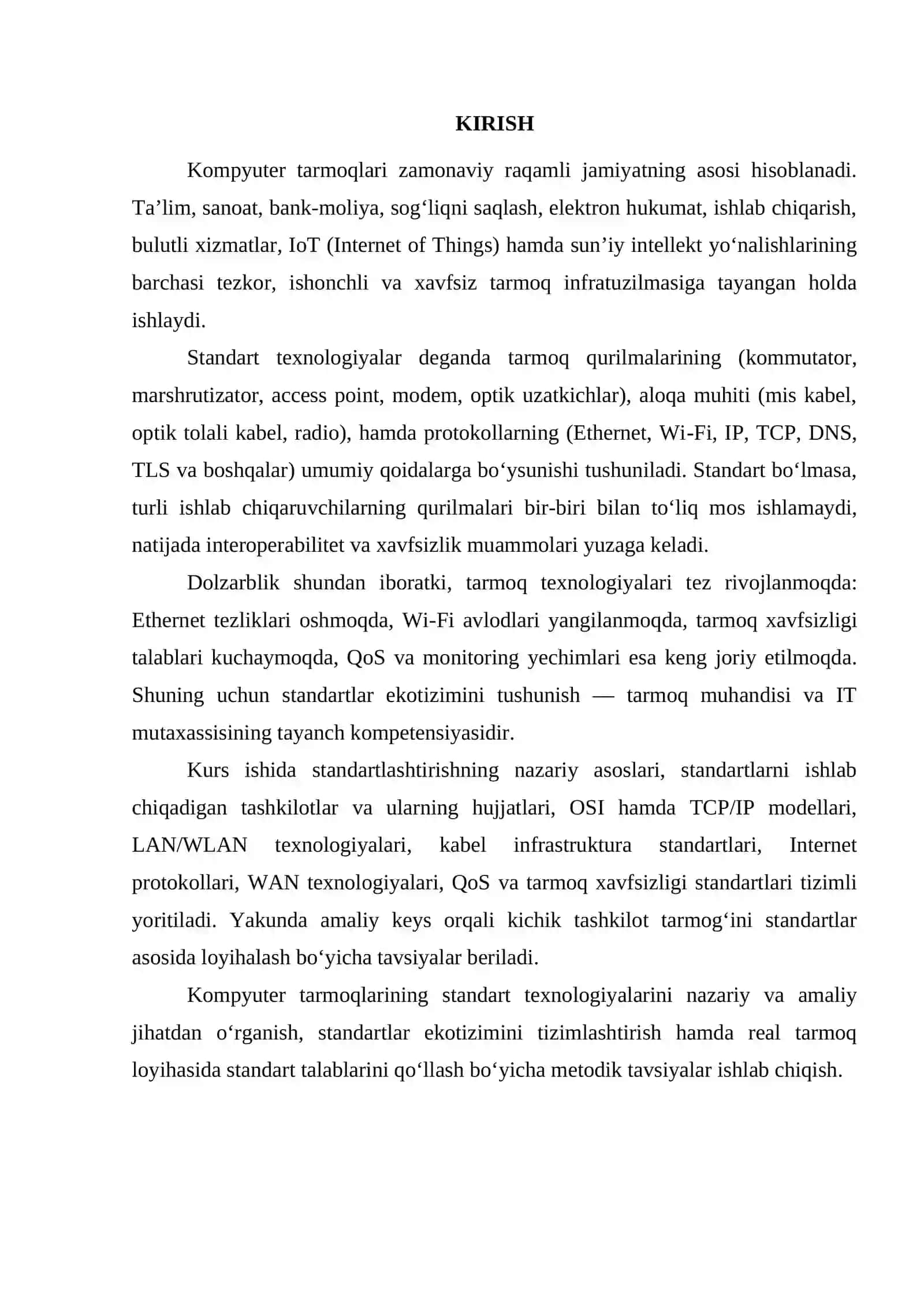 Kompyuter tarmoqlarining standart texnologiyasi 2