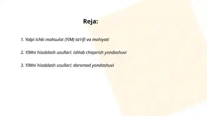Yalpi ichki mahsulot va uning xarakter shakillari 2