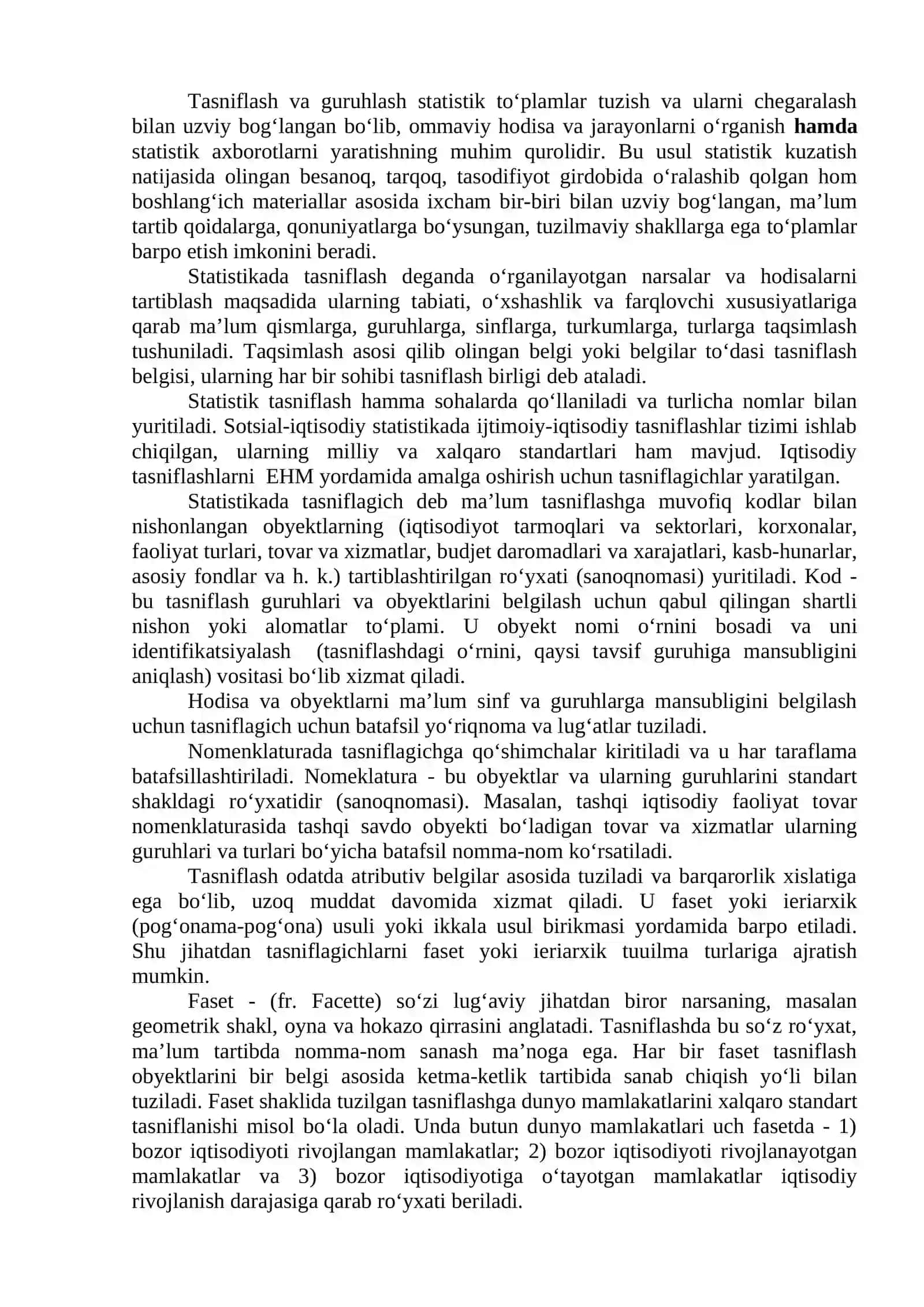 Statistik tasniflash va guruhlash uslubiyati 2