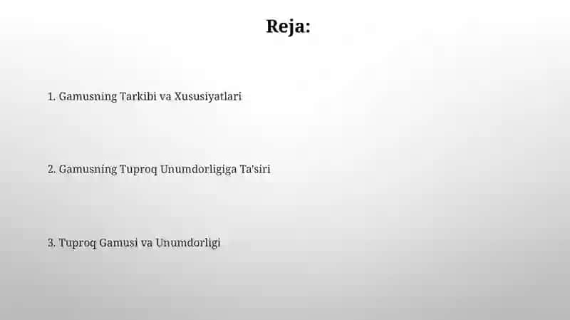 Tuproqning gumusi va unumdirligi 2